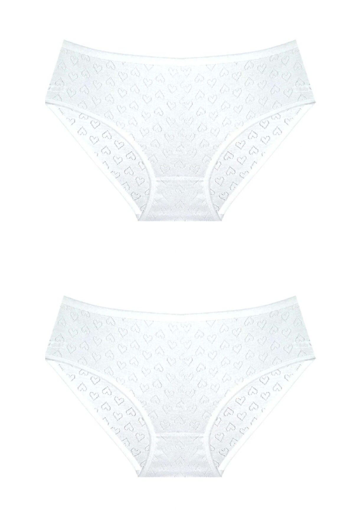 Ladytime Luxury Jacquard 100% Cotton 2-Piece Women's White Bato Panties jak1