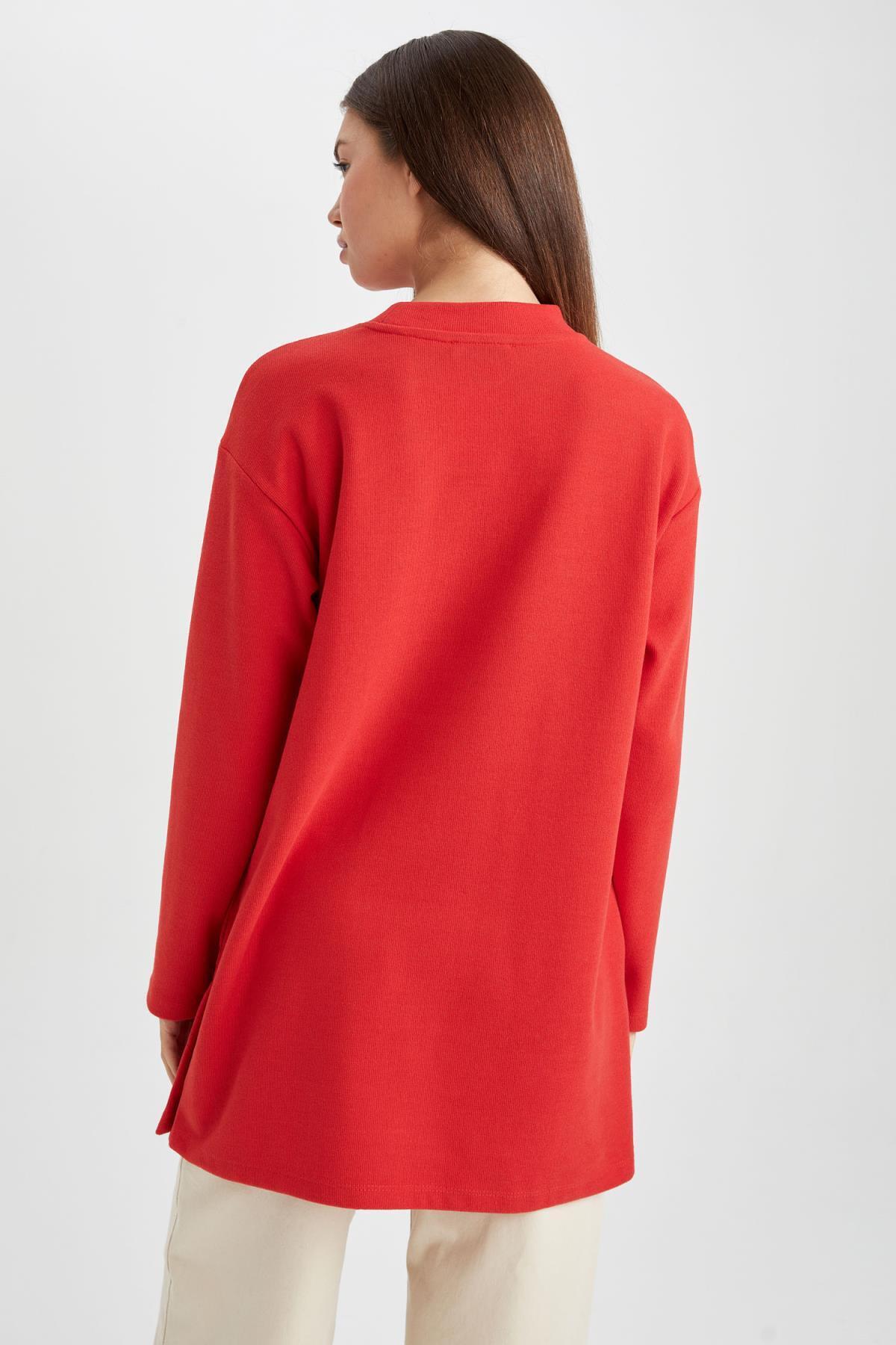 DeFacto-Regular Fit Crew Neck Selanik Fabric hosszú ujjú tunika 6