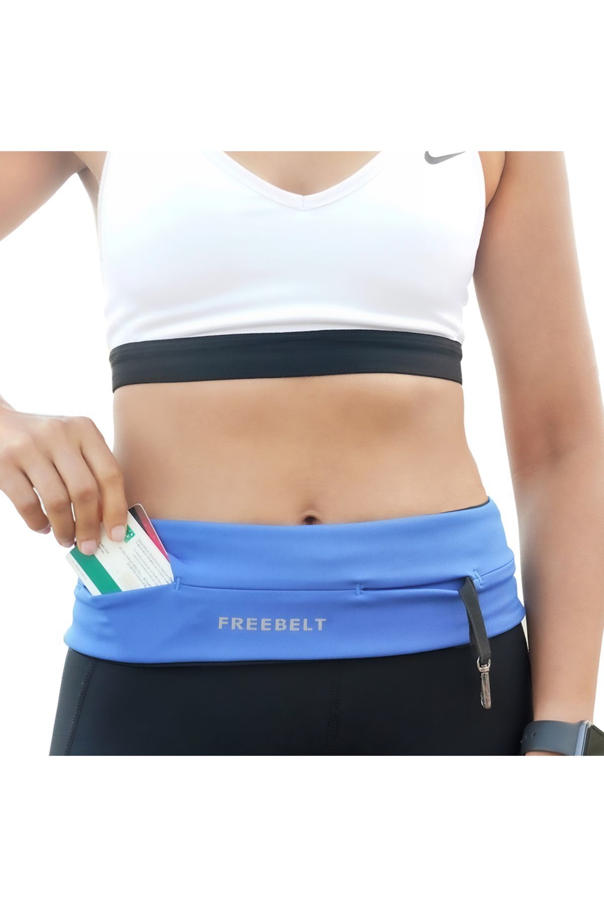 Freebelt Saks Mavi Yeni Nesil Spor Bel Çantası Koşu Ve Fitness Kemeri görsel 4