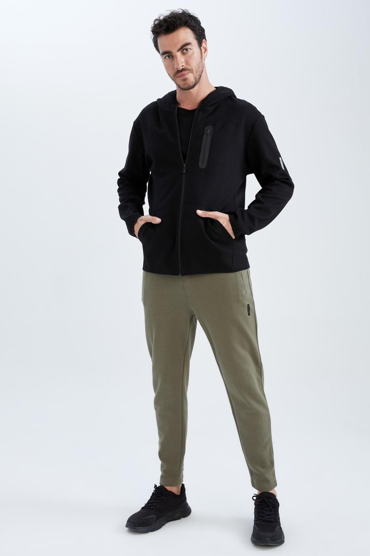 DeFacto-Fit Standard Fit Hooded Sustainable Ζακέτα με φερμουάρ 6