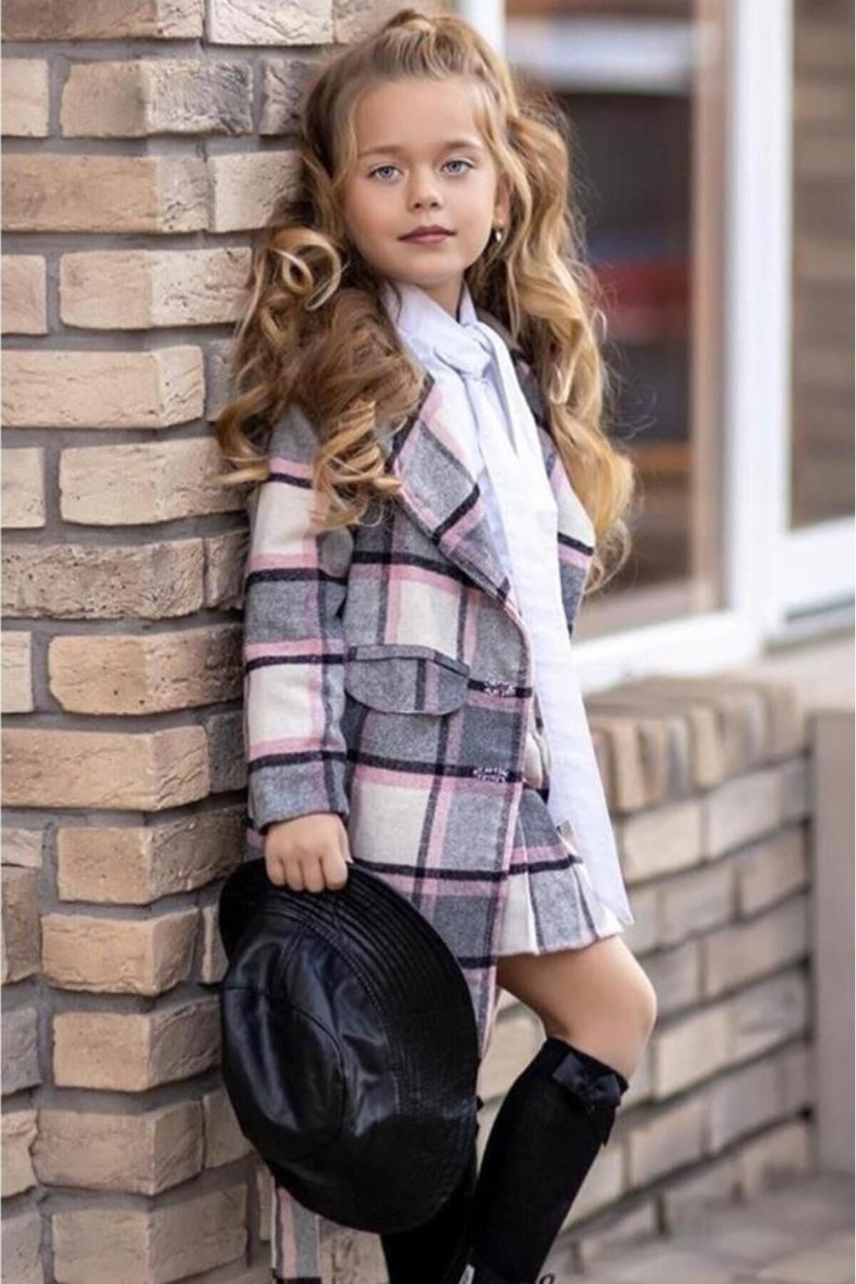 Girls plaid top coat