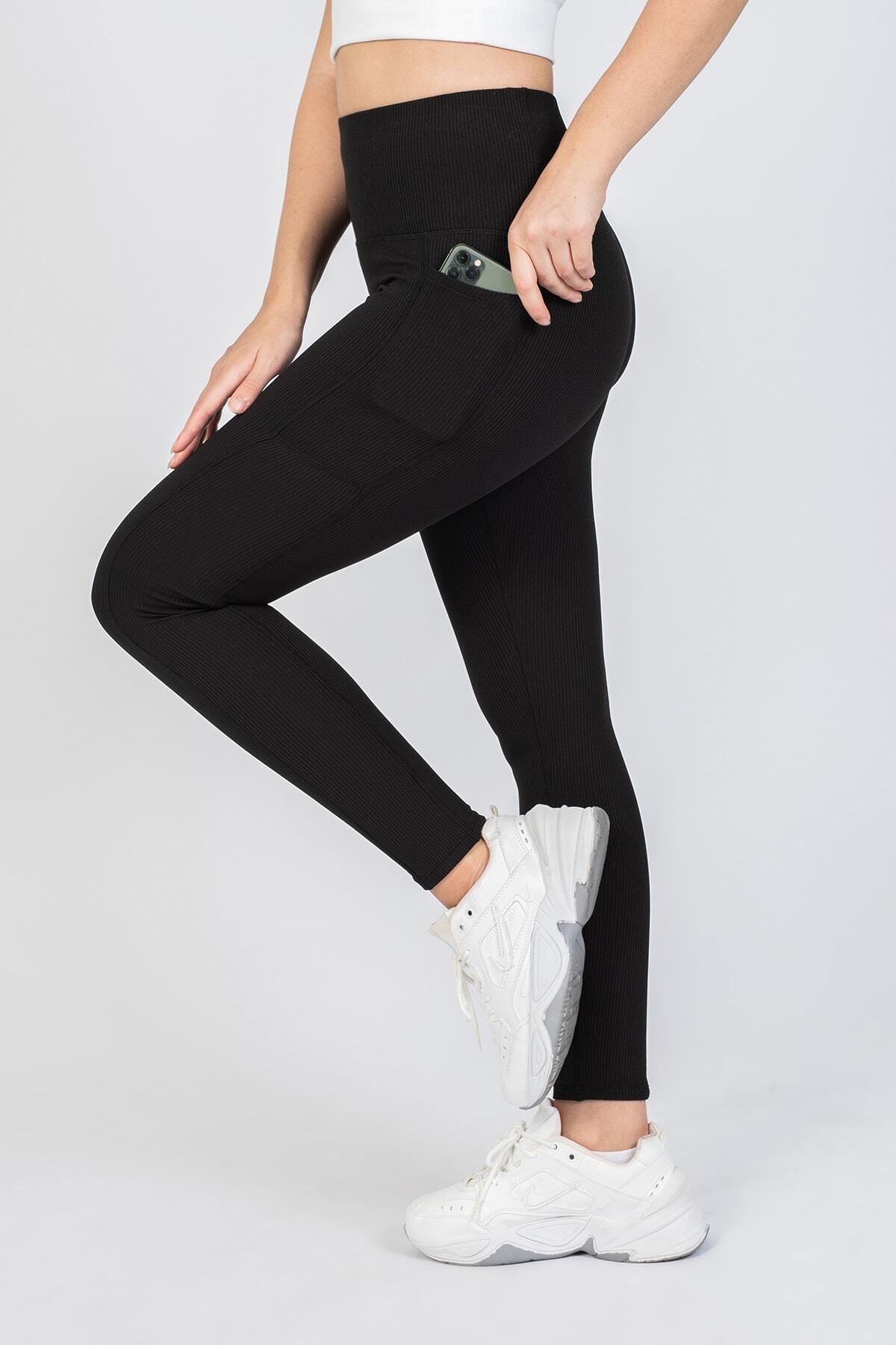 The Step Sports Women s Black Ribbed Winter Warm Fleece Pocket