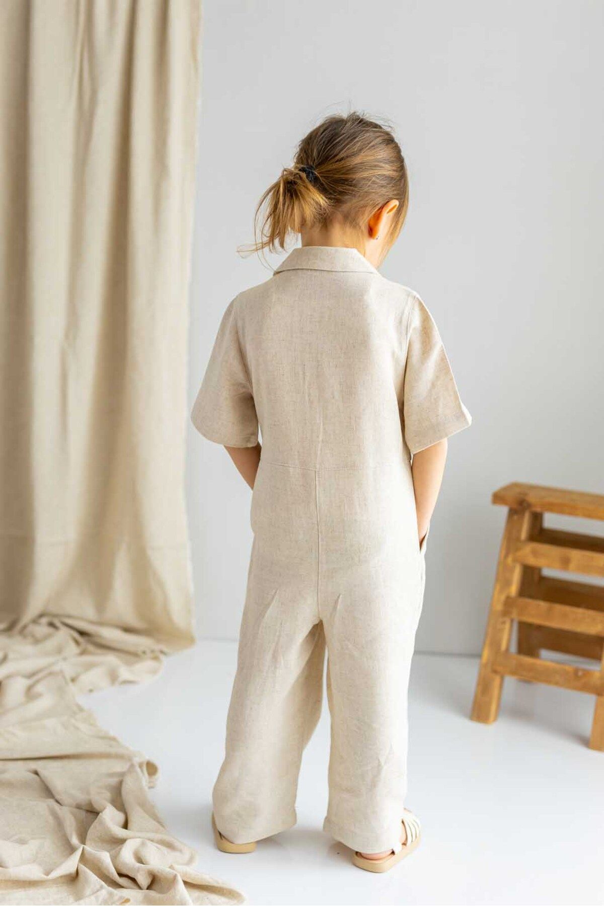 Kids top linen overalls