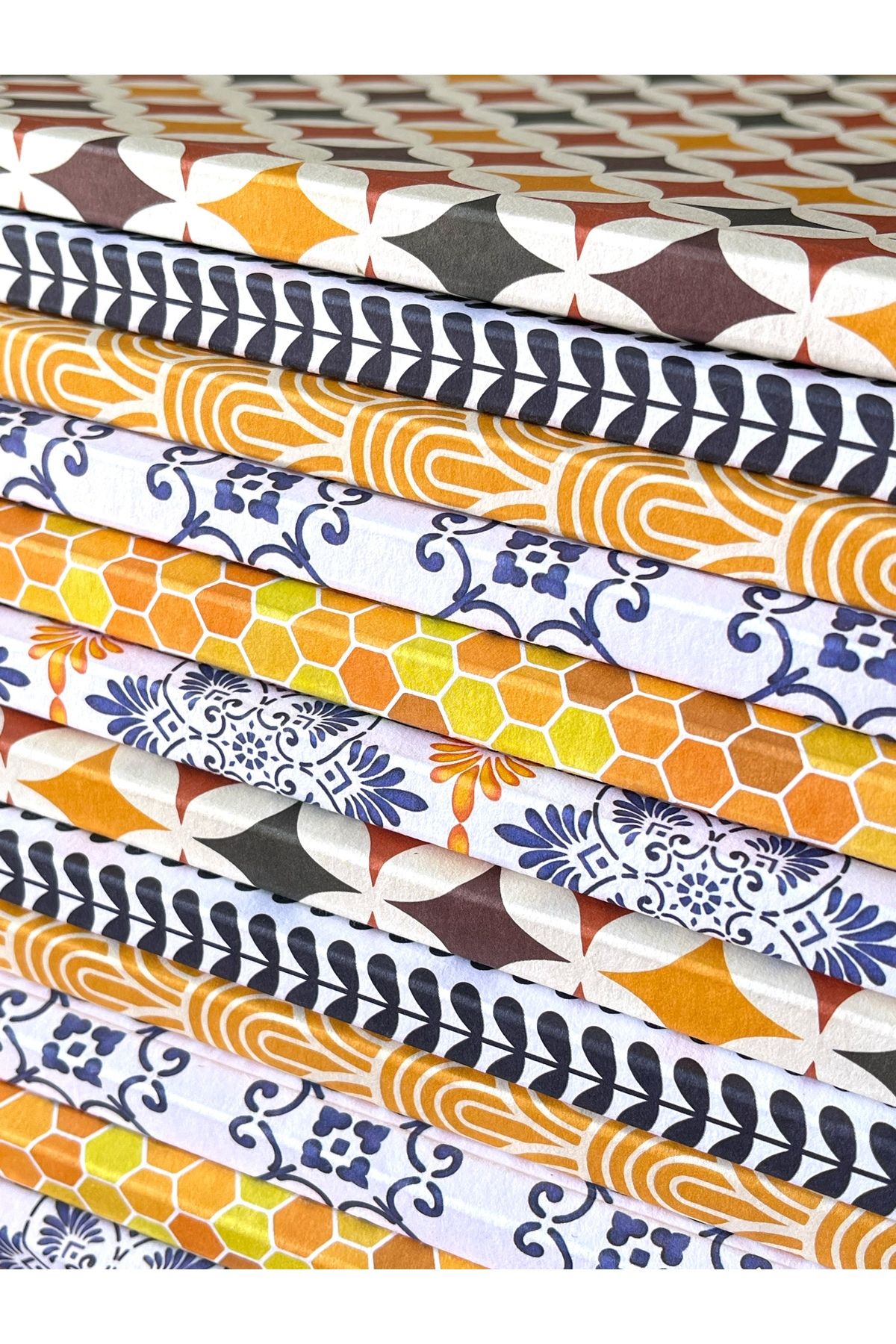 Fark Tanıtım-American Binding, A5 Checkered Notebook, 64 Sheets, 90gr. Ivory Paper (MEDITERRANEAN PATTERN COVER DESIGN) 6