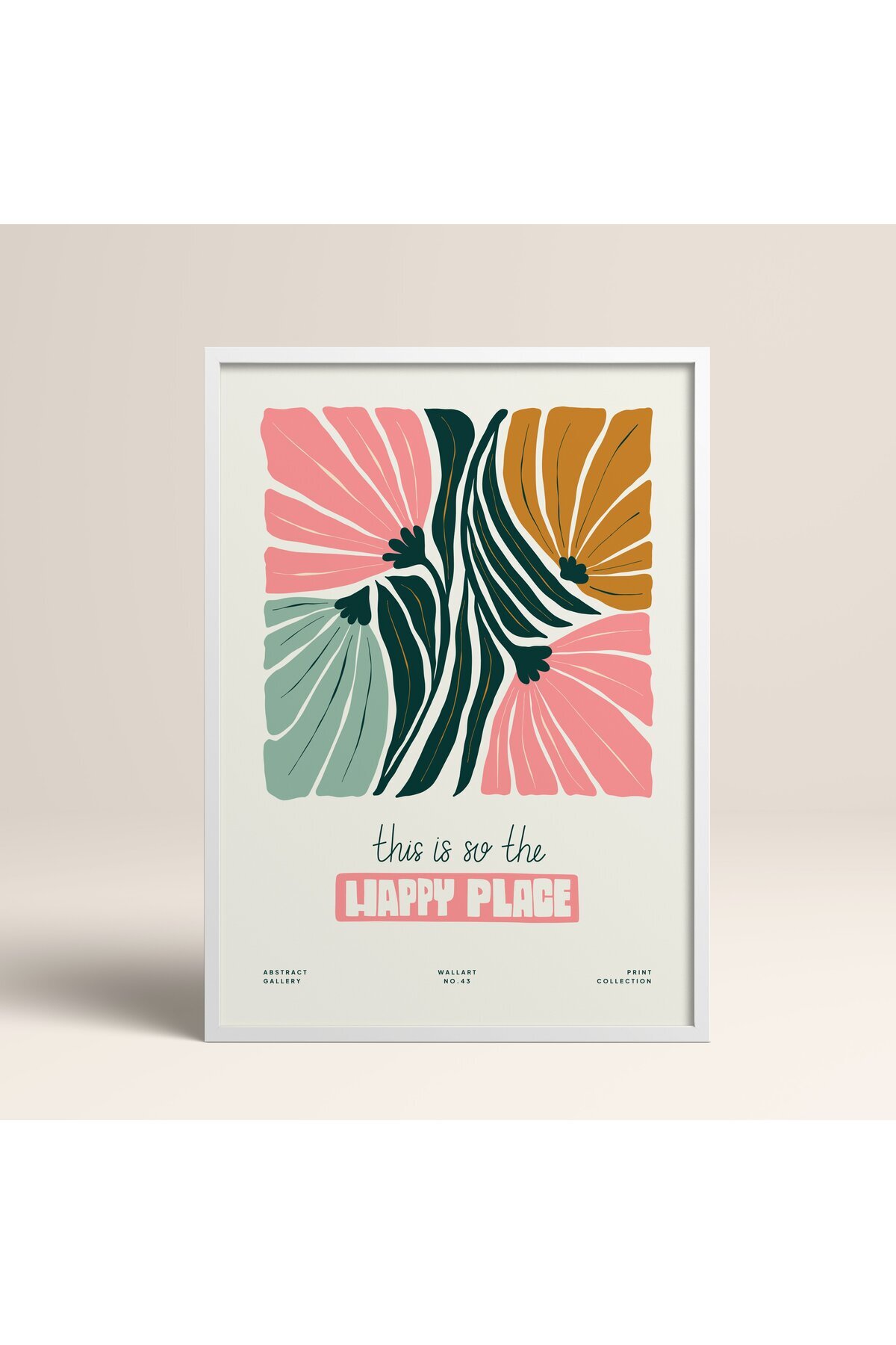 White Wooden Framed Painting Framed Poster Artistic Modern Wall Decor (FLOWER204-White-30X40)