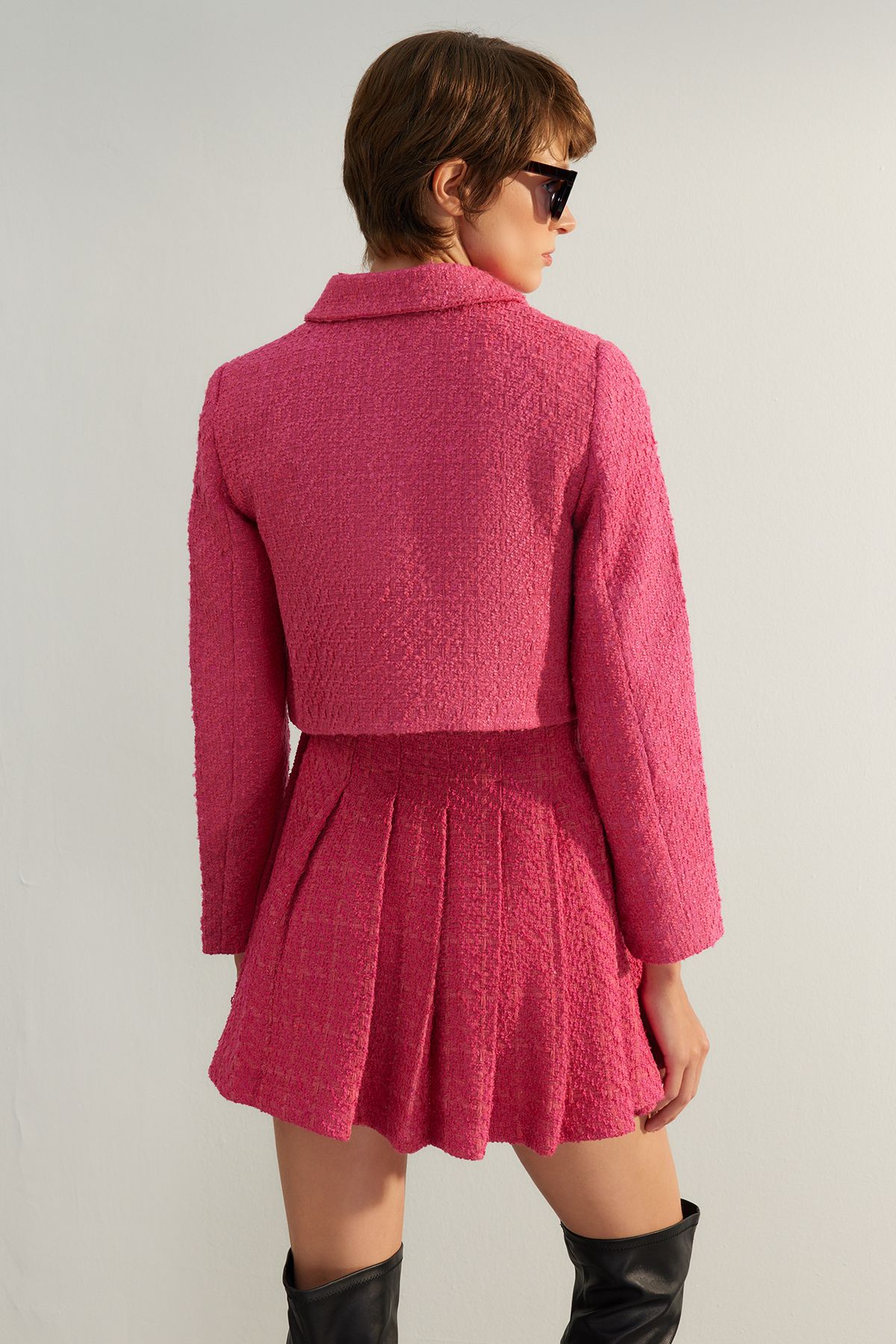 Trendyol Collection-Jachetă țesătă crop fucsia - Ediție limitată TWOAW24CE00121 6