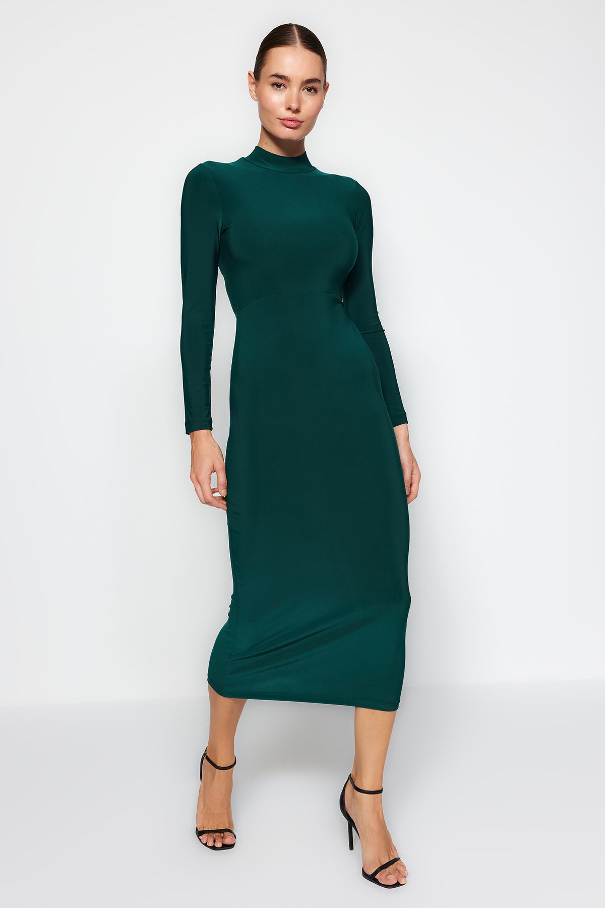 Dark green store high neck dress