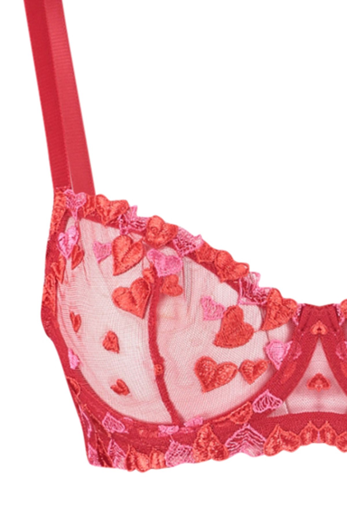 Trendyol Collection-Kappenloses Unterwäsche-Set mit roter Spitze und besticktem Seilband – THMAW24CC00015 9