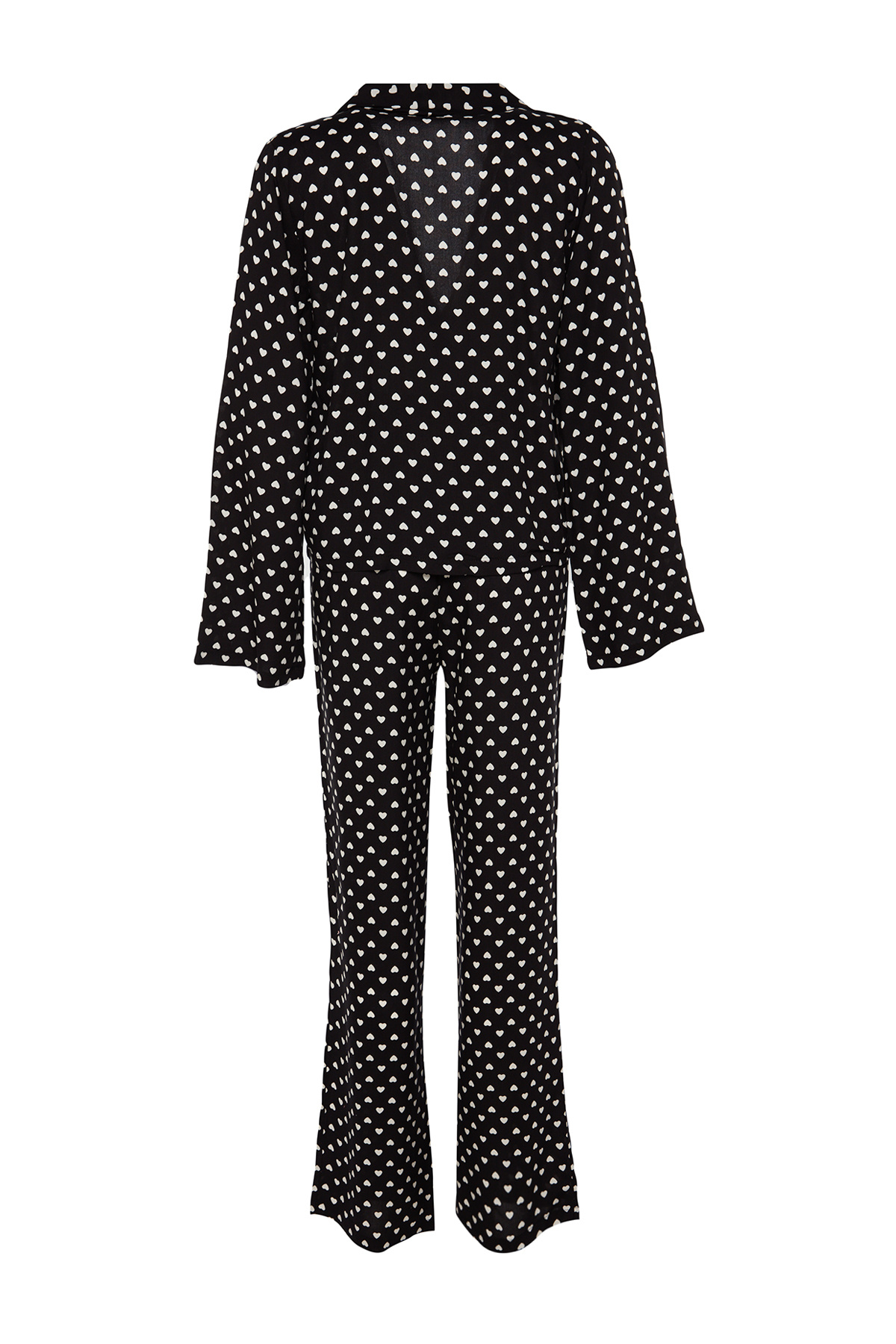Trendyolmilla  Siyah Kalpli Bağlama Detaylı Viskon Dokuma Pijama Takımı THMAW22PT0300 - Görsel 8