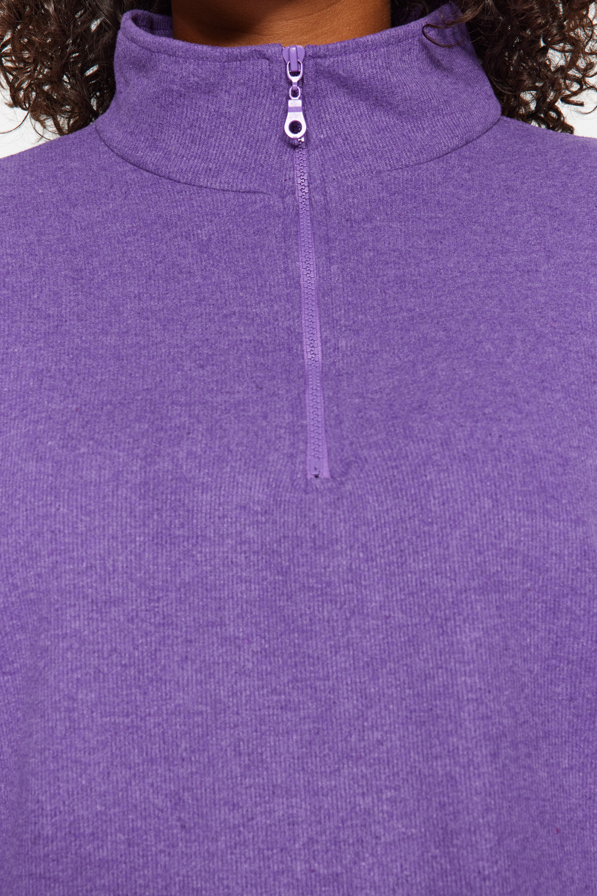 Trendyol Curve Fioletowa koszulka z zamkiem błyskawicznym przy kołnierzu, regularny krój, dzianina TBBAW23AO00006