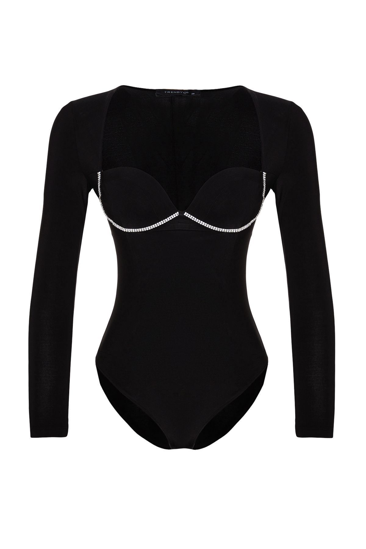 Trendyol Collection-Schwarzer Body mit Glitzer und Schmucksteinen TPRAW24BD00024 7