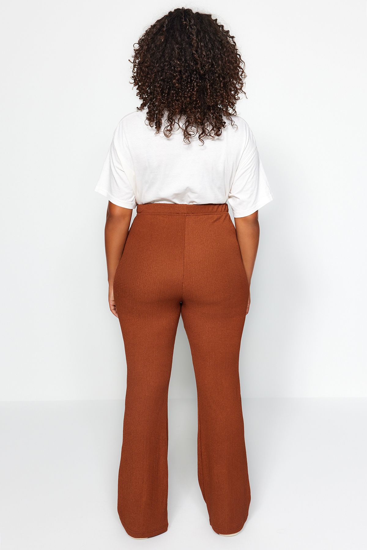 Trendyol Curve Plus Size Pants - Brown - Flare - Trendyol