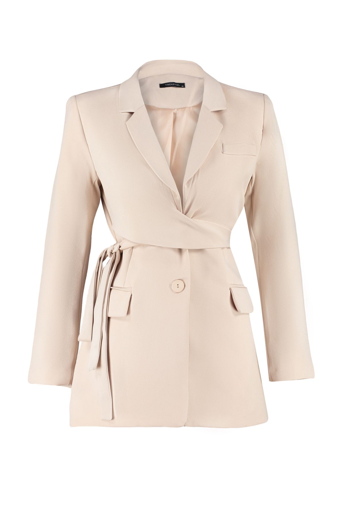 Trendyol Collection-Gewebte Blazerjacke mit normalem Futter in Stein TWOAW21CE0320 7