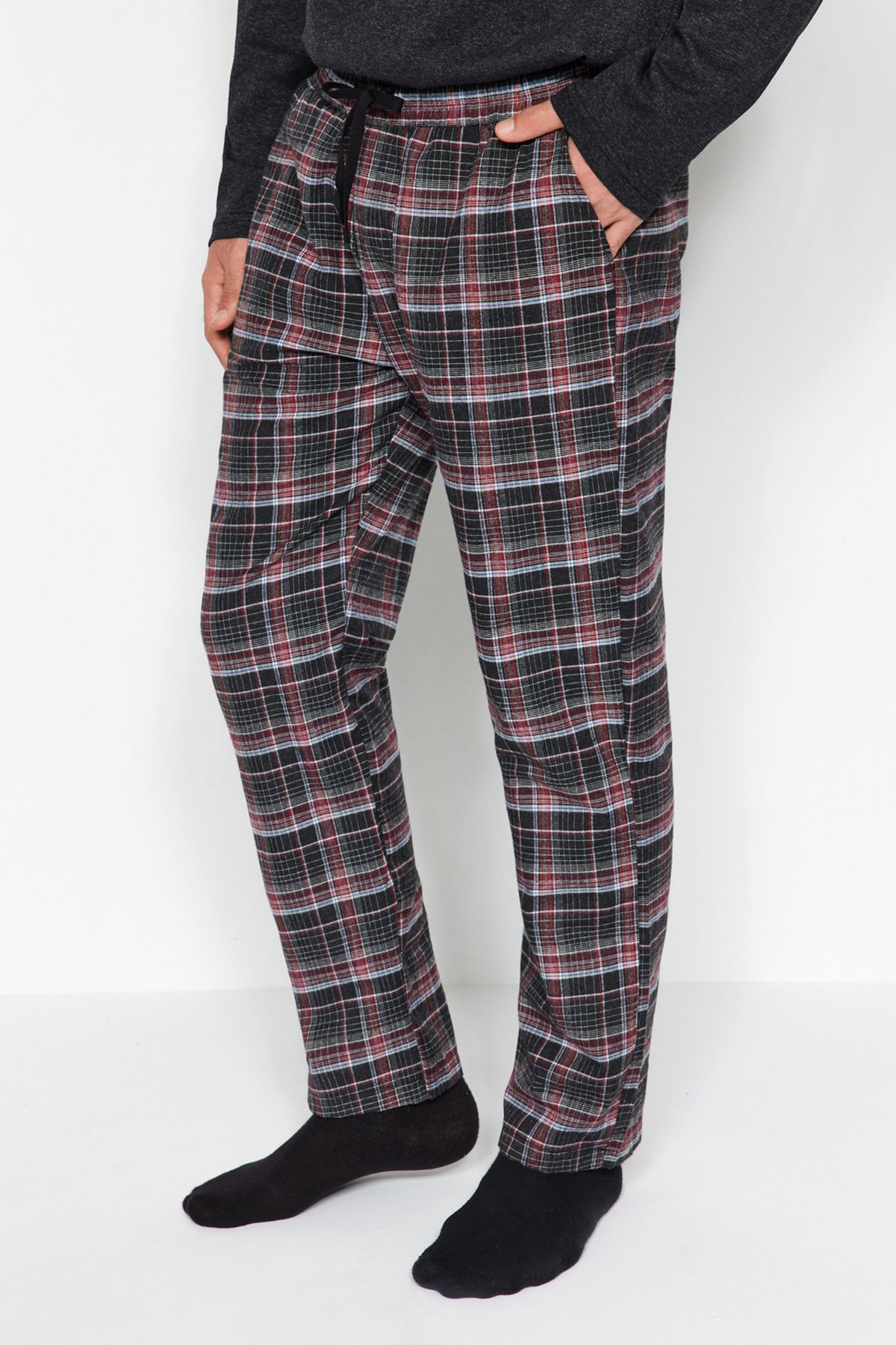 Buy Trendyol Men's Black Plaid Comfortable Fit Lumberjack Weave Pajama  Bottoms. 2024 Online
