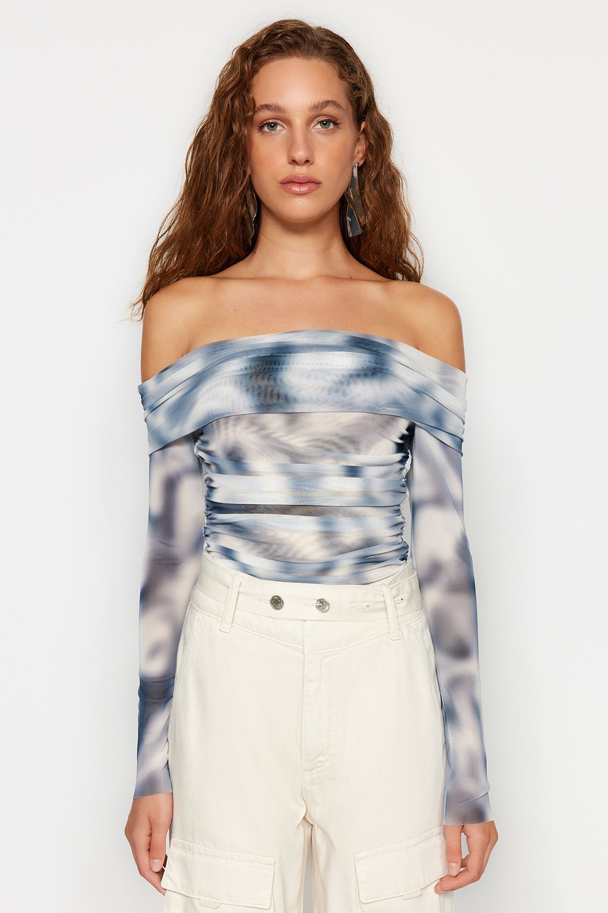 Trendyol Collection-X Sagaza Studio Multicolor Gradient Tulle Body TCLAW24BD00000 3