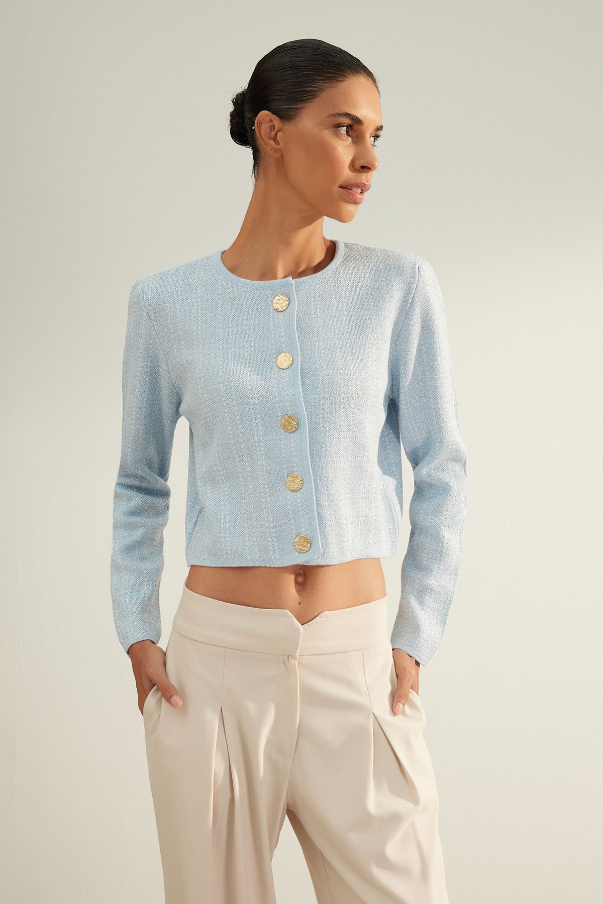 Blue glitter cardigan hotsell