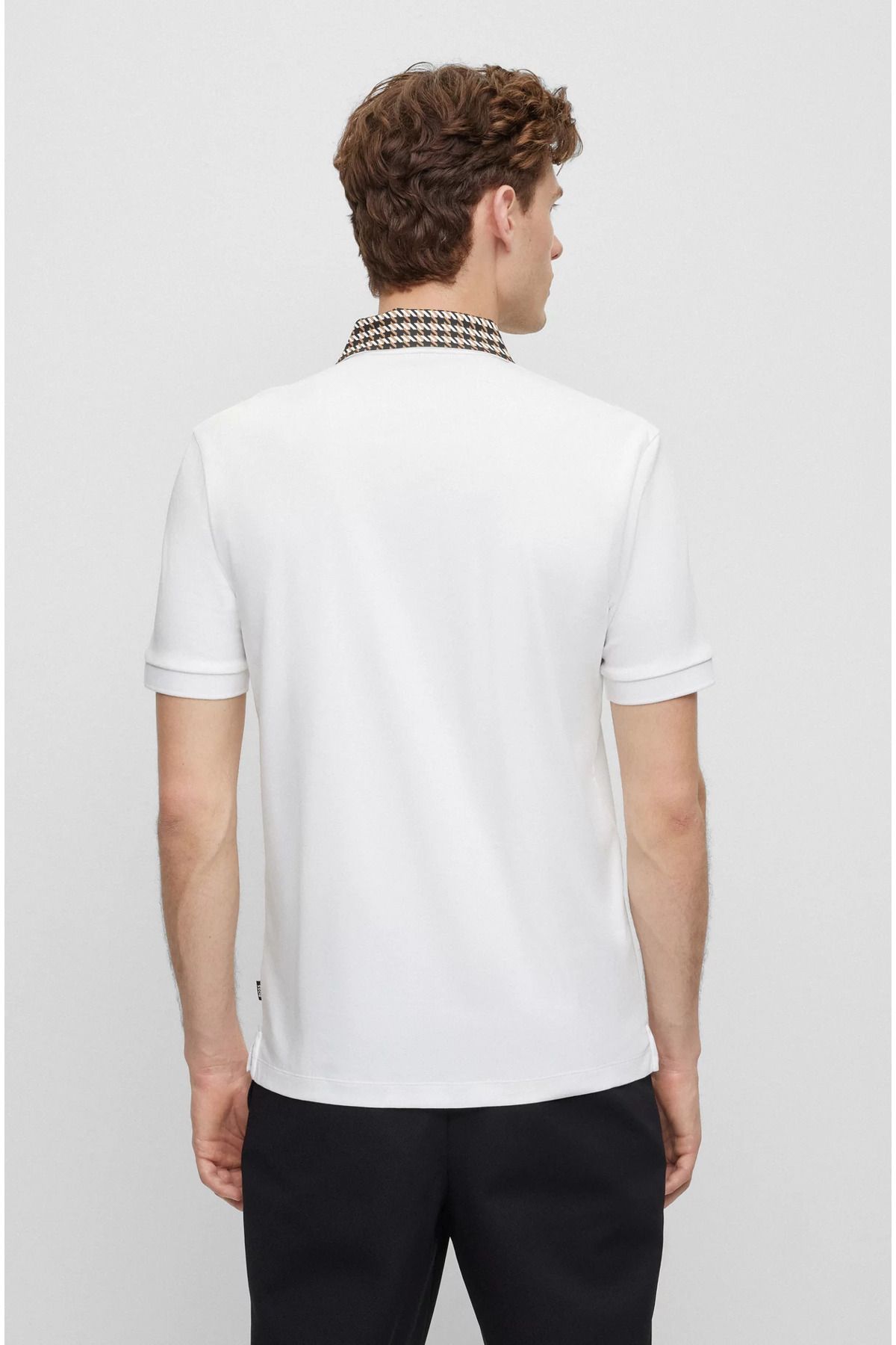 BOSS تی شرت یقه پولو مردانه آستین کوتاه نخی استفاده روزانه سفید 50499220-100