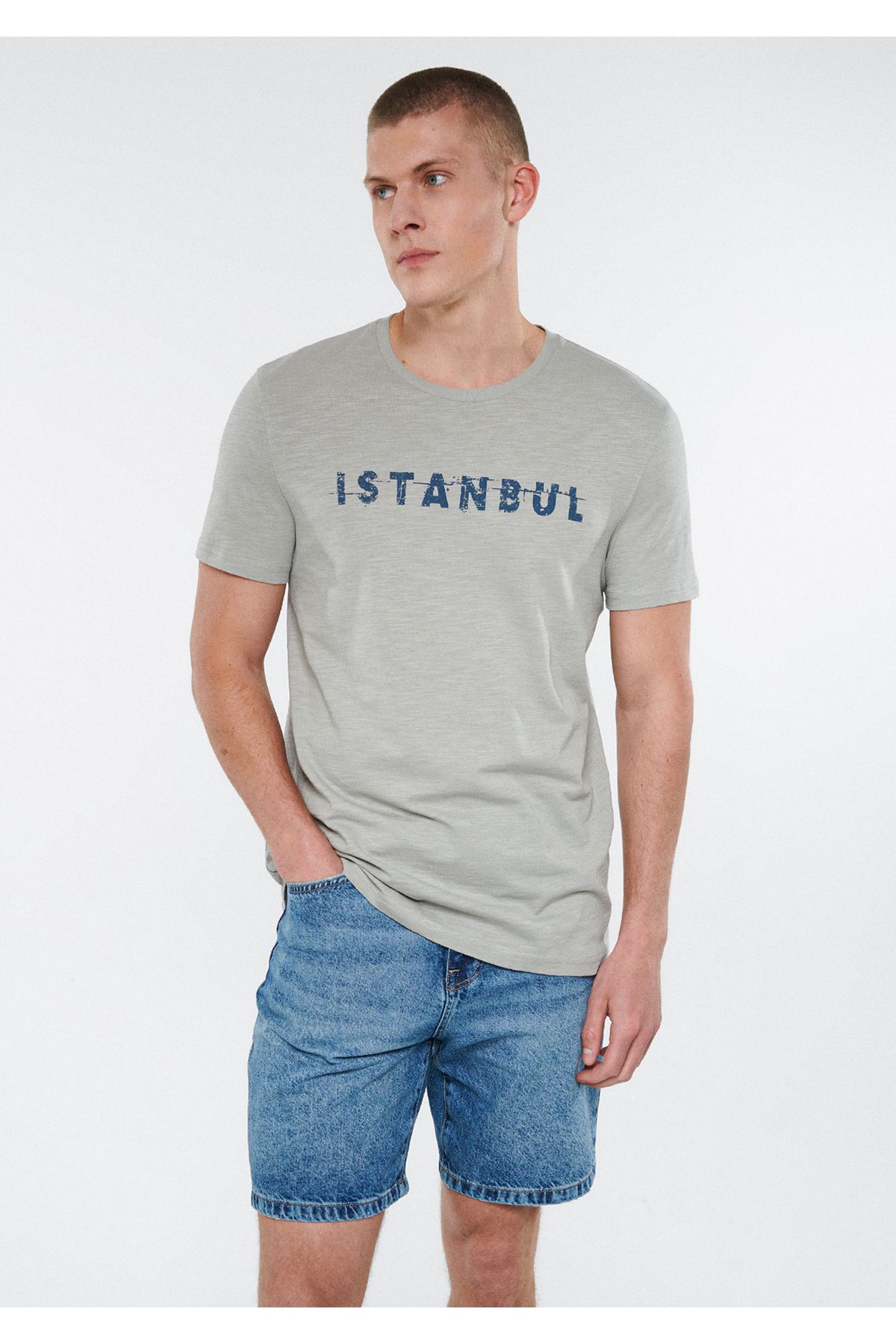 تی شرت چاپ استانبولی یقه گرد مردانه  ماوی Mavi (برند ترکیه)