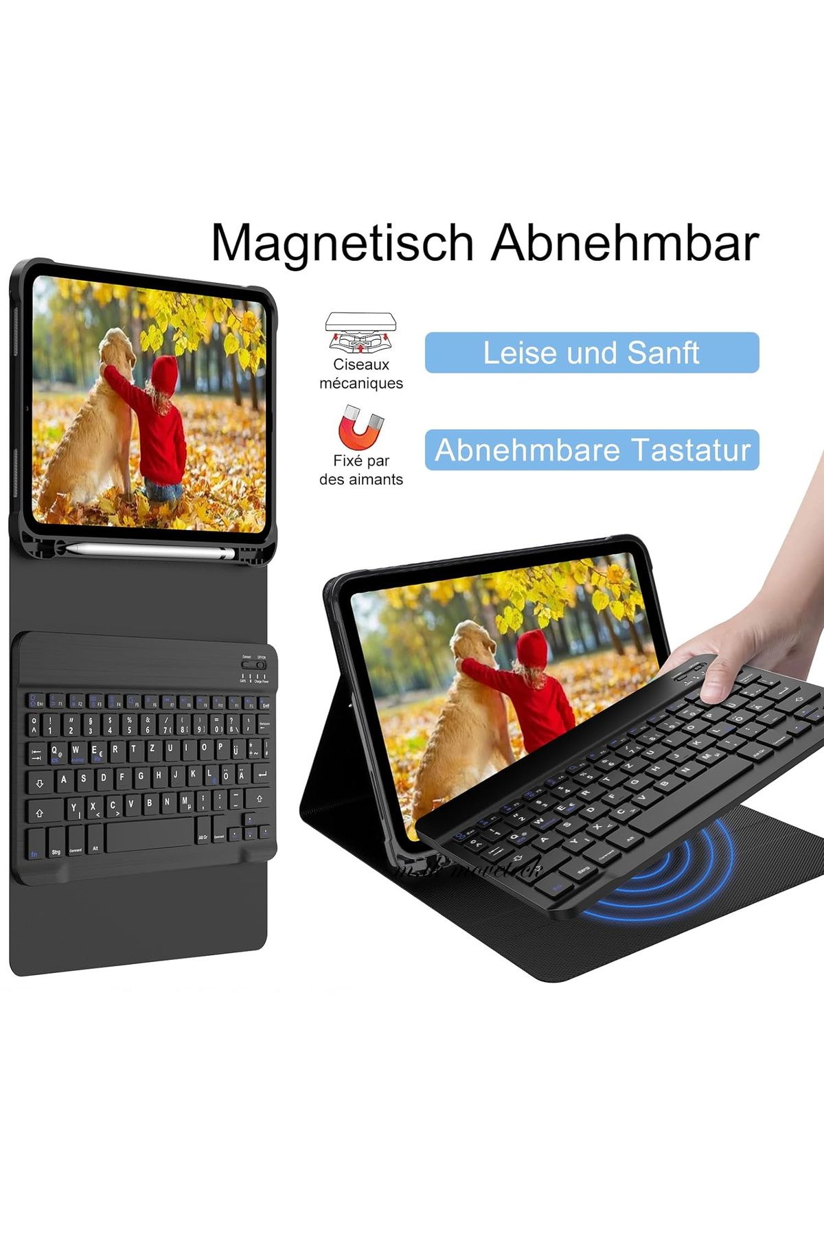 m.tk moveteck-iPad 10. Generation & 11 A16 2025 Compatible Keyboard Case Wireless Bluetooth Pen 2