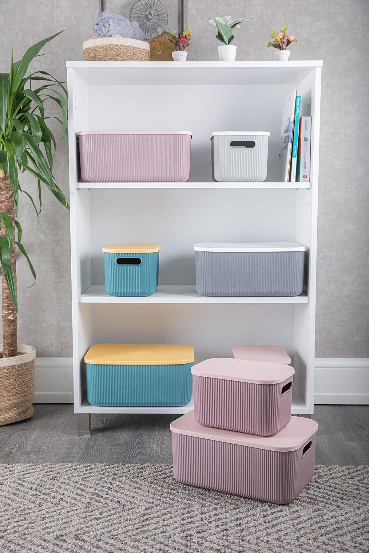 Bayev-2 Pieces Storage 13 Lt Purple Multi-Purpose Closet Organizer Box with Lid Decorative Box 3