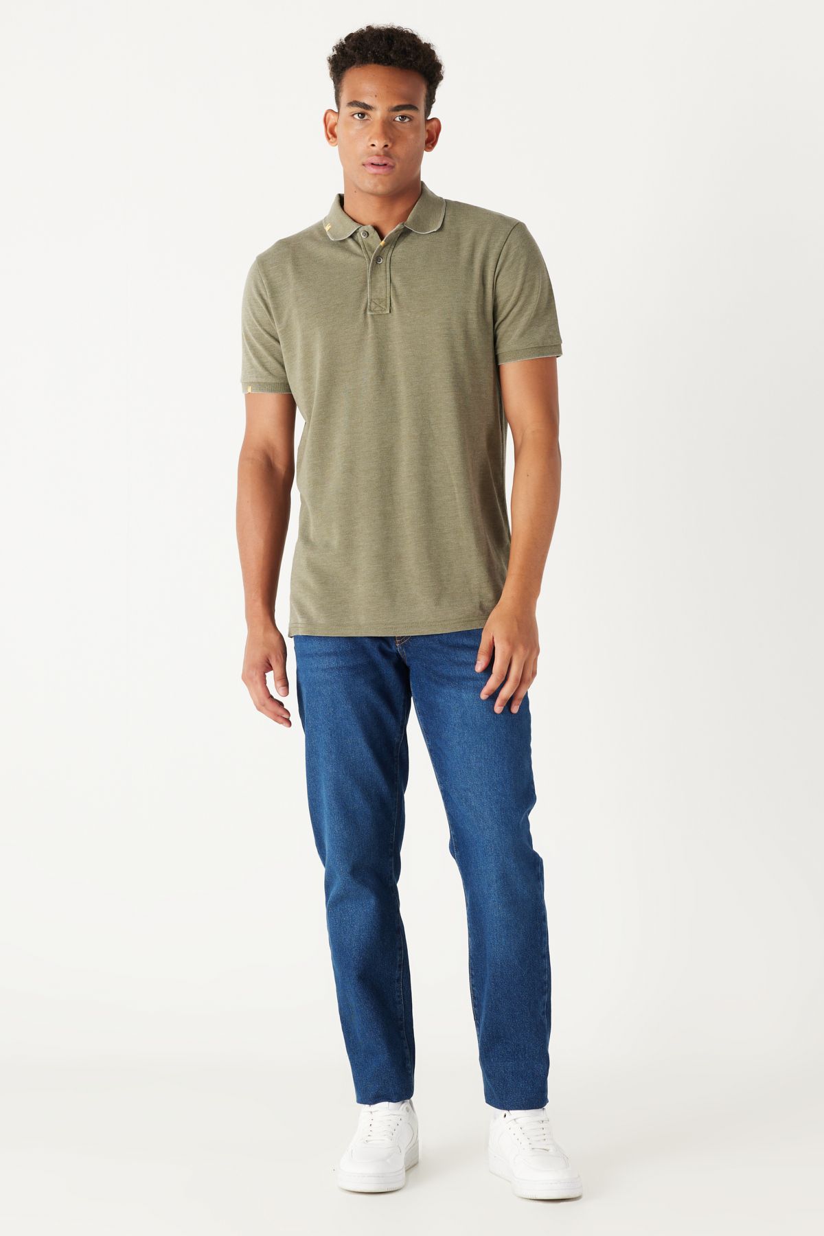 Alt ny ld z Classics Men s Khaki Slim Fit Slim Fit Polo Neck Cotton Short Sleeve T Shirt