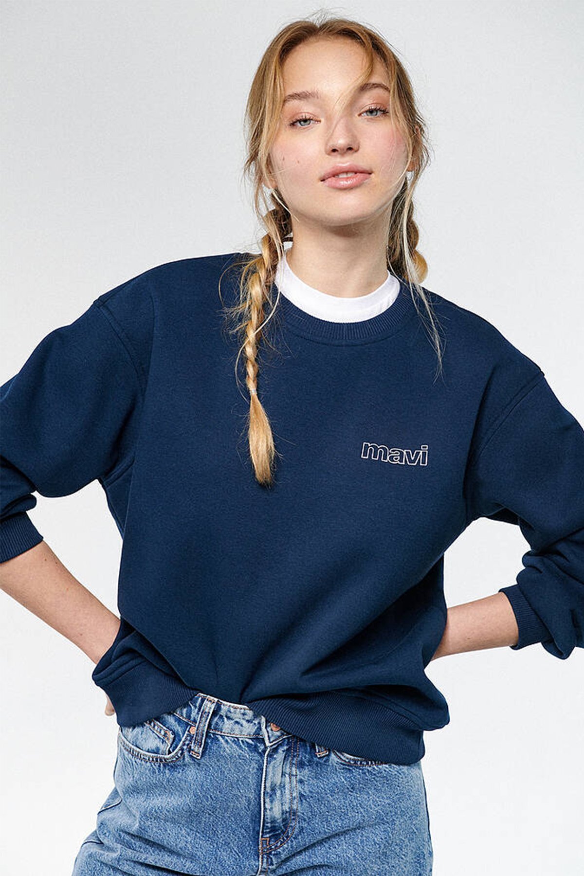 سویشرت زنانه آبی ماویMavi | 23k072001b0020 اورجینال - تصویر 2