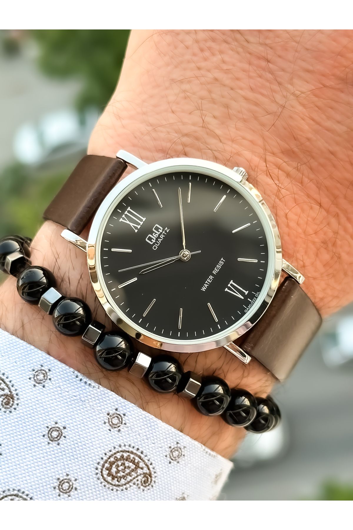 Q Q Retro Brown 24 months Warranty Waterproof Leather Strap