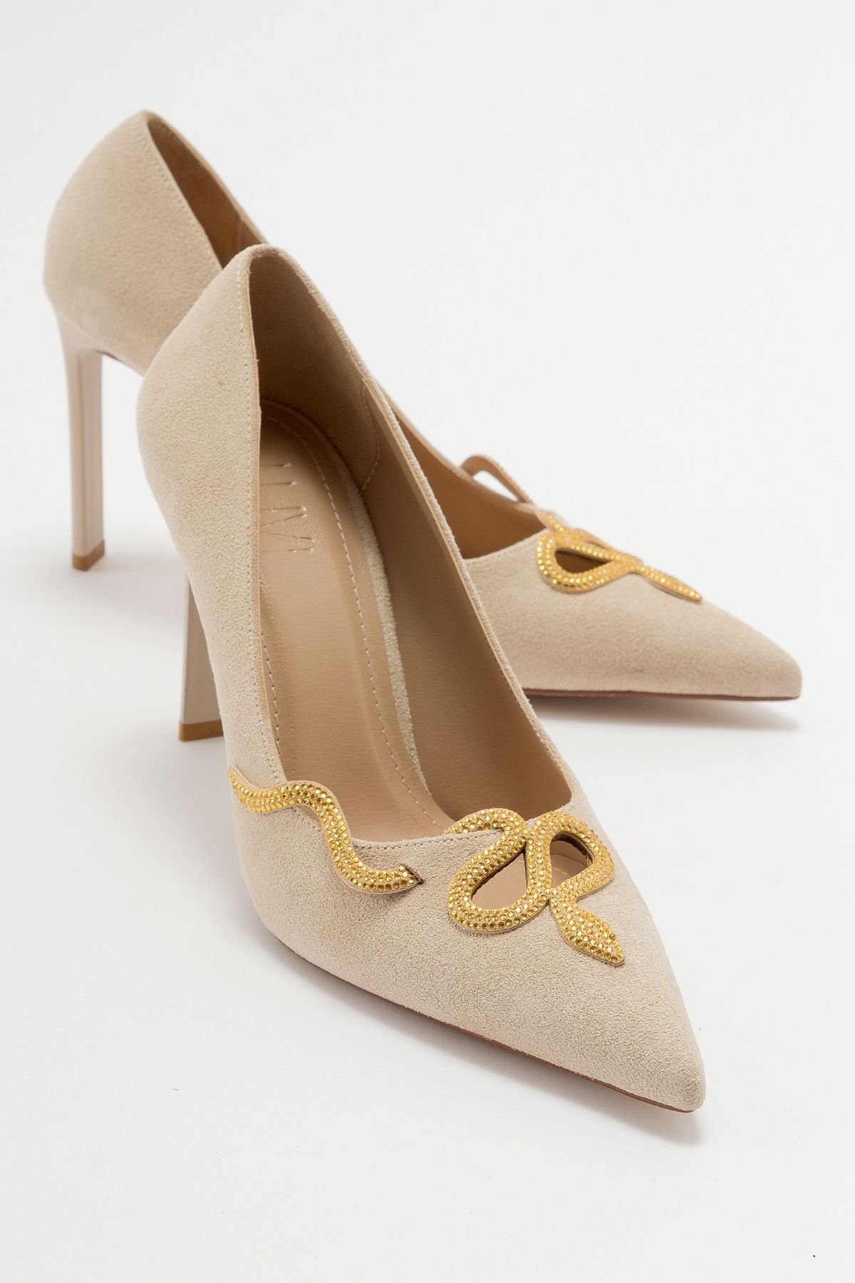 استیلتو نود زنانه کفش پاشنه بلند لرینو بژ luvishoes
