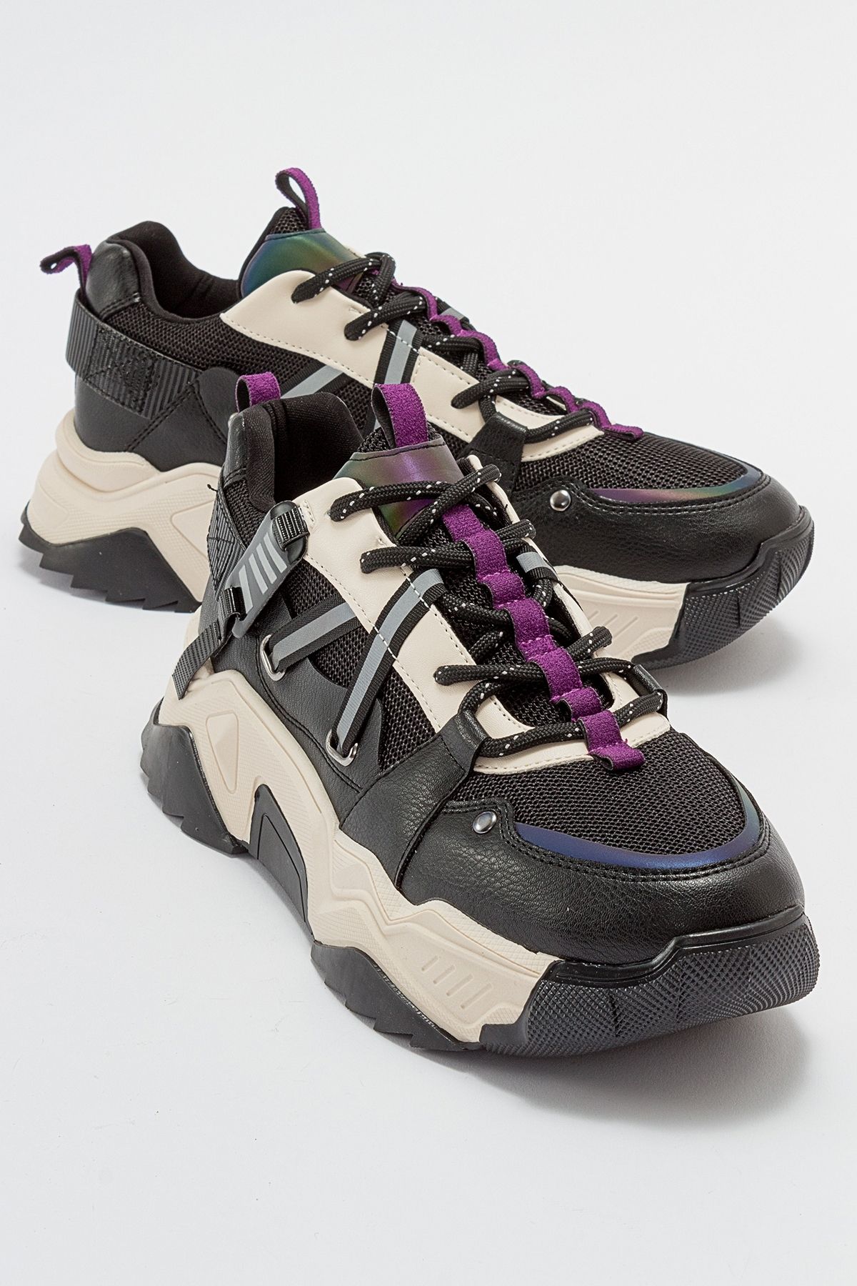 اسنیکر سیاه زنانه کفش ورزشی بنفش لئونا luvishoes