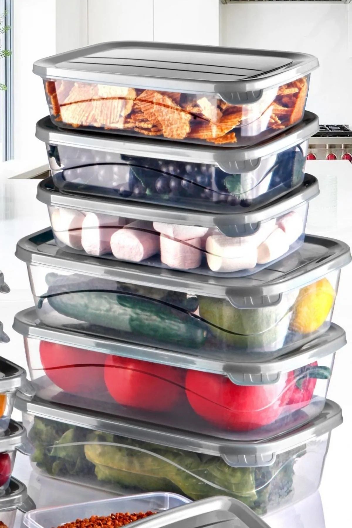 Open Home Concept-Set of 12 Rectangular Microwave & Freezer Compatible Poly Storage Container X3 0.3lt/0.6lt/1.1lt/2lt 3
