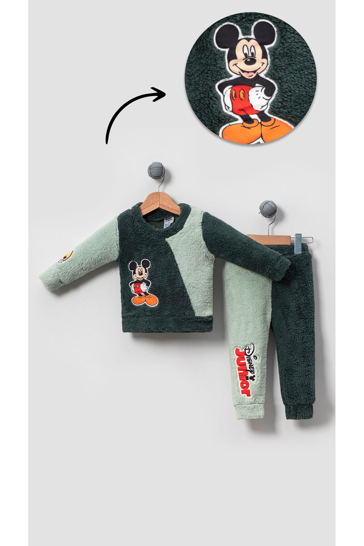 Комплект нижнего и верхнего белья Bubito Mickey Mouse Visual Winter Welsoft Baby Kids, зеленый BB2021MD0001320