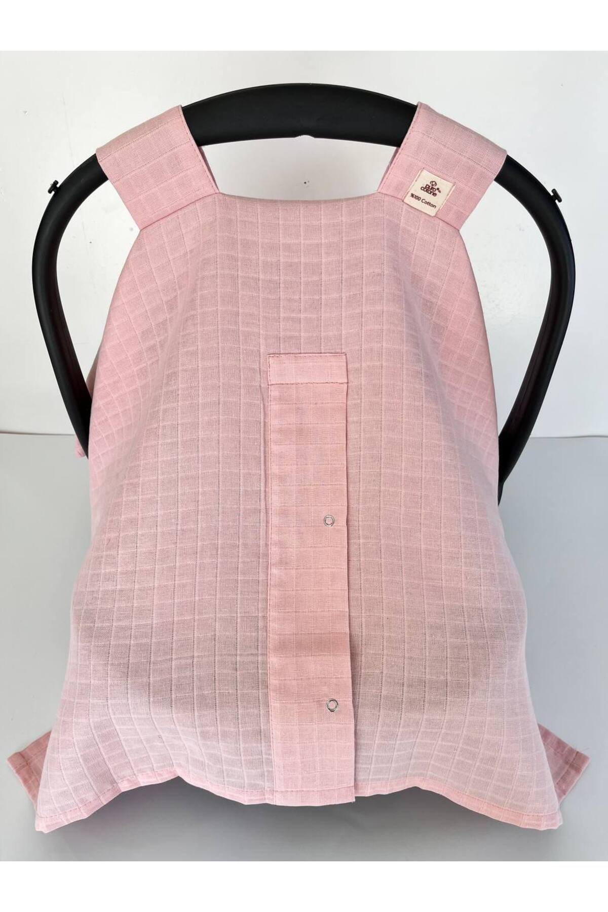 Puro Cotone %100 Pamuk Müslin Bebek Puset Örtüsü ve Puset Minderi Açık Pembe fotoğrafı 2 (önizleme)