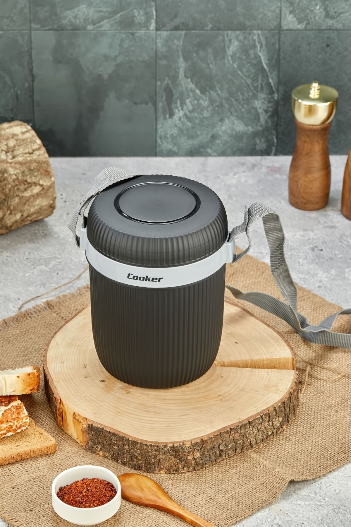 فلاسک مشکی لوکس 1،2 لیتری فولادی Haznet 3 Dinner Termo Cooker