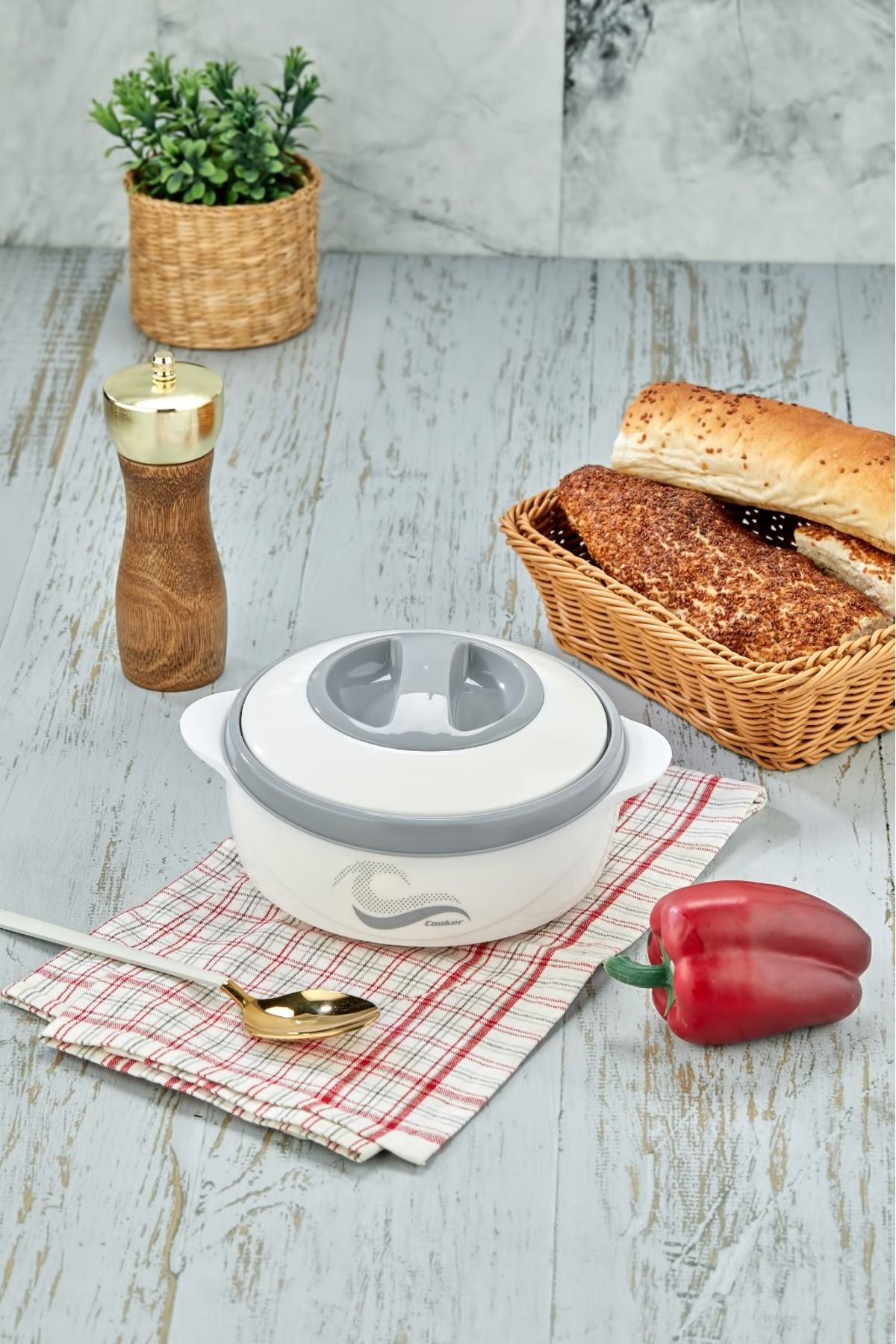 فلاسک سفید گلدان های محفظه فولادی با اندازه متوسط 1 لیتری ترموس مواد غذایی Cooker
