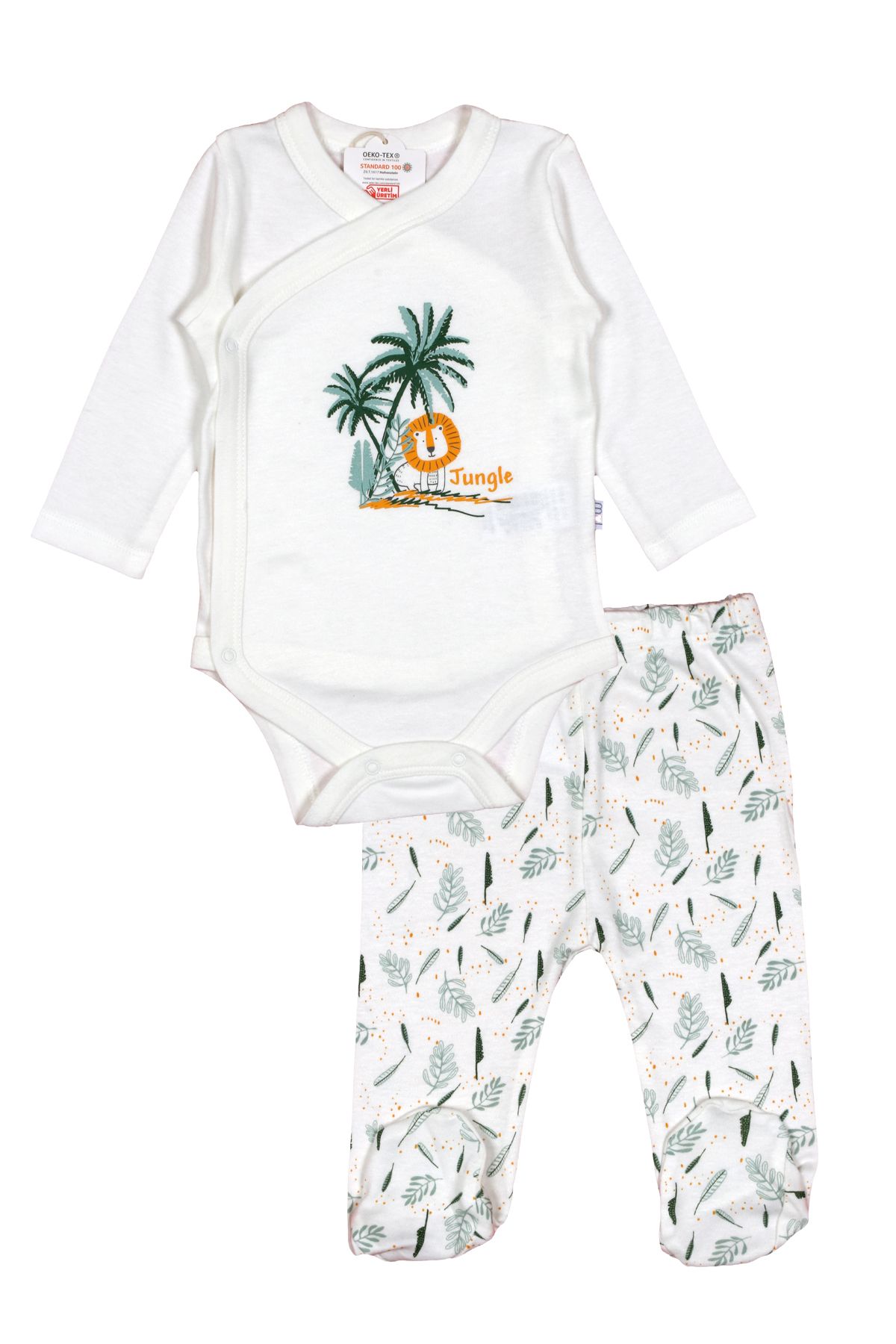 Melekpare-Baby Bottom and Top Set Long Sleeve Snap-On Bodysuit Bottom with Booties Pack of 2 50% Bamboo 50% Cotton Oexo Text 1