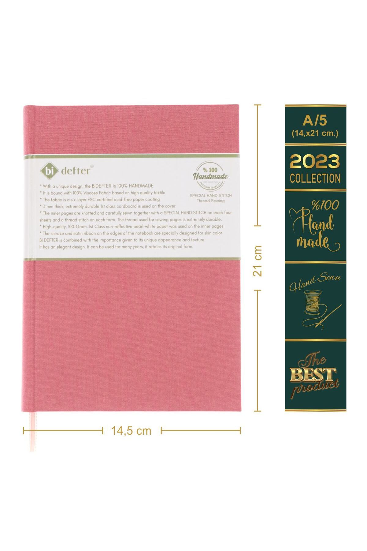 BİDEFTER-كتاب موسيقى (خط قطع يسار بدون مفتاح) 100% صناعة يدوية، تجليد قماش فيسكوز مخيط يدويًا (A/5) 6