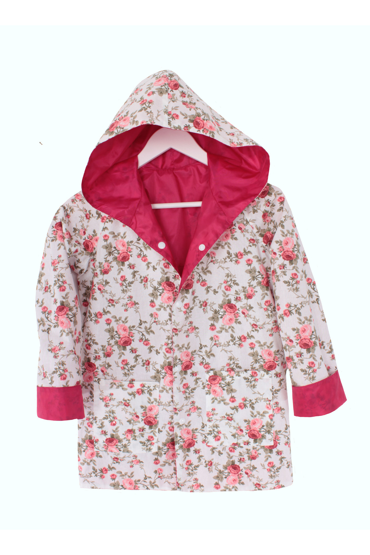 MoMMoKids Pembe Şapkalı Ayıcık Baskılı Çocuk Yağmurluk fotoğrafı 2 (önizleme)
