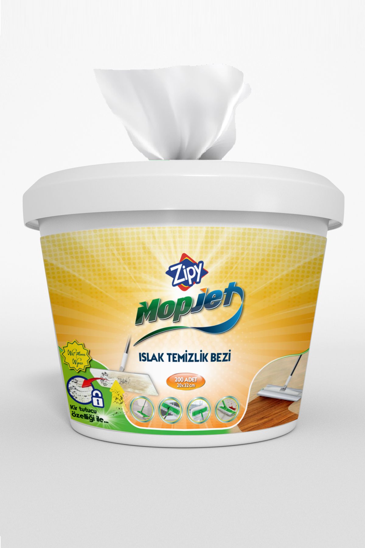 zipy-Mopjet Series 200 Pieces Wet Bucket Wipes Mop Compatible Large Size 7
