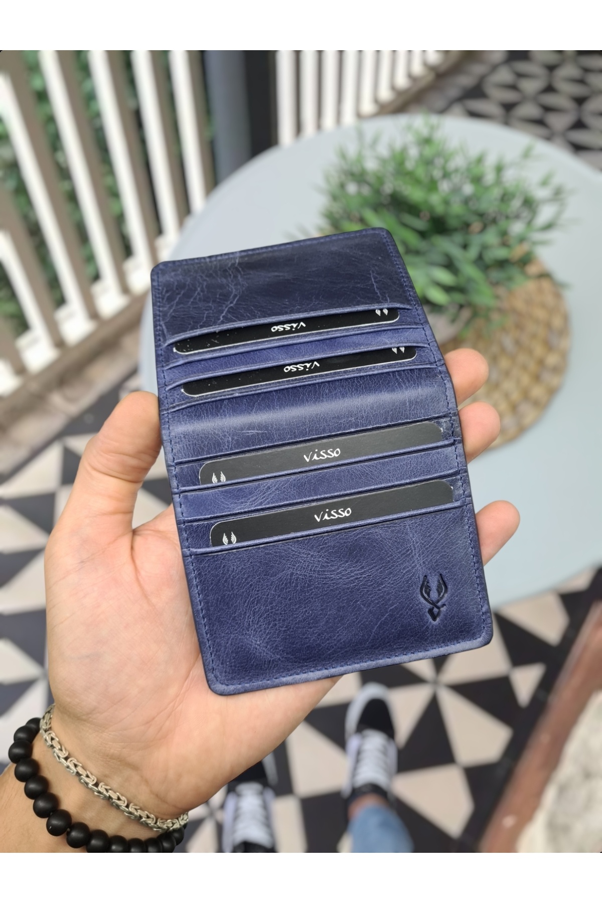 کیف پول مردانه آبی سرمه ای Visso leather | 657 اورجینال - تصویر 3