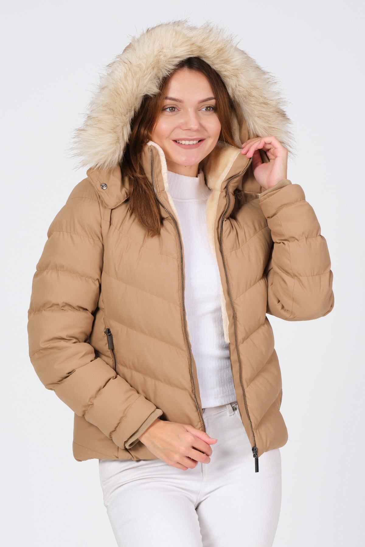 Womens fur discount lined puffer coat