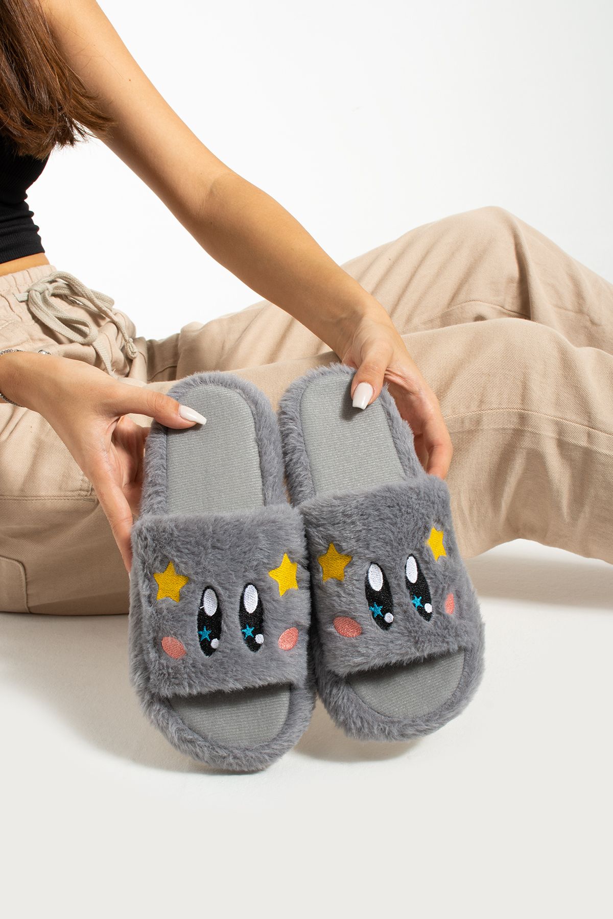 Nobels Fluffy House Slippers No Sound Sole Washable Winter House