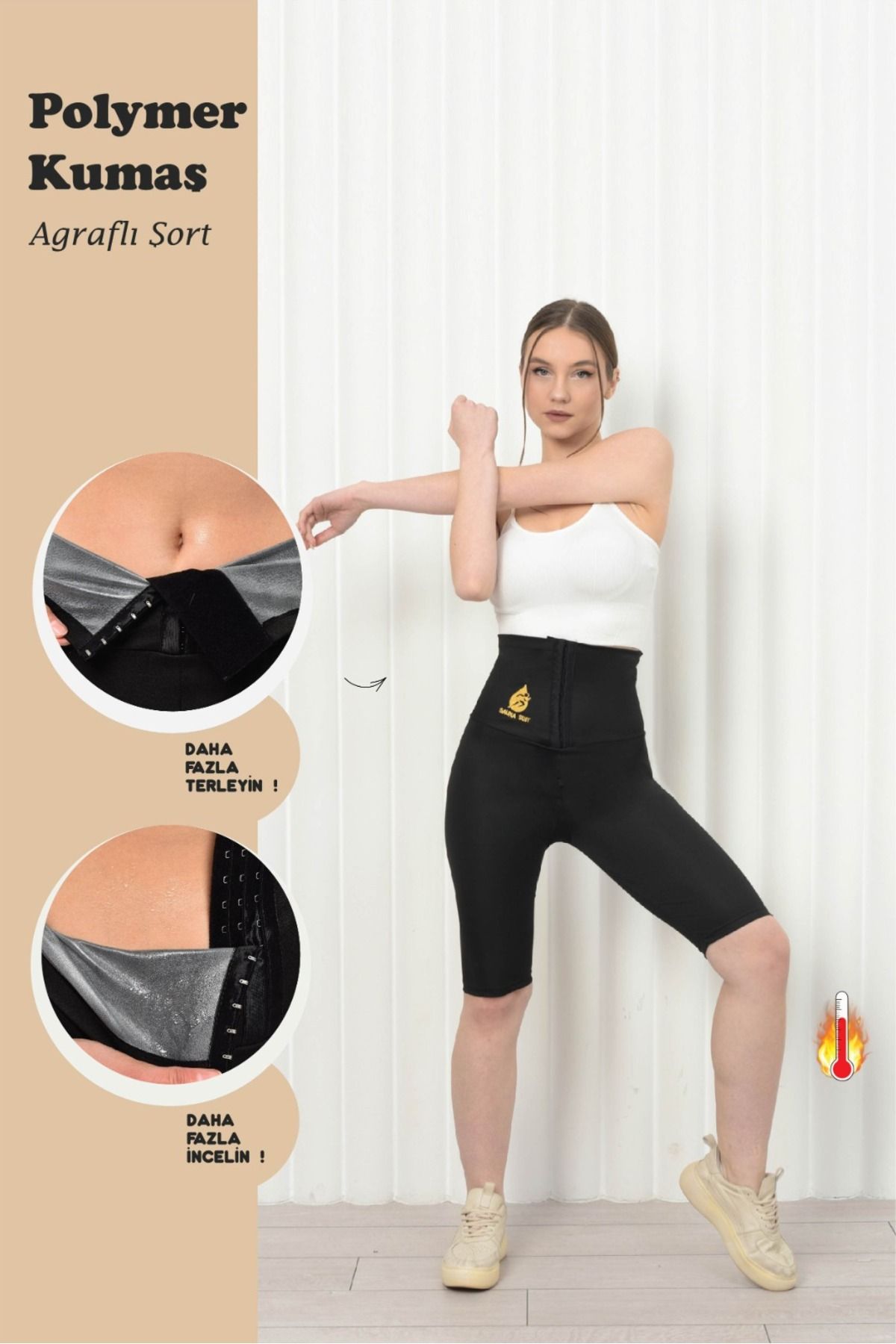 SAUNA SUIT Pantaloni Scurți Termici Affliction Cu Talie Foarte Înaltă, Pe 3 Niveluri, Care Ajută La Slăbire, Asigură Transpirație Maximă Unisex - XL