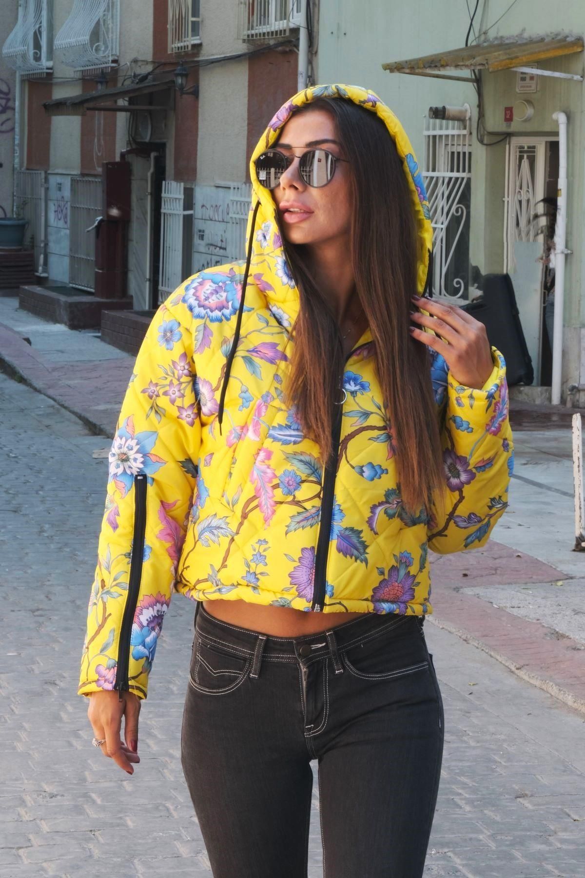 Yellow hotsell floral coat