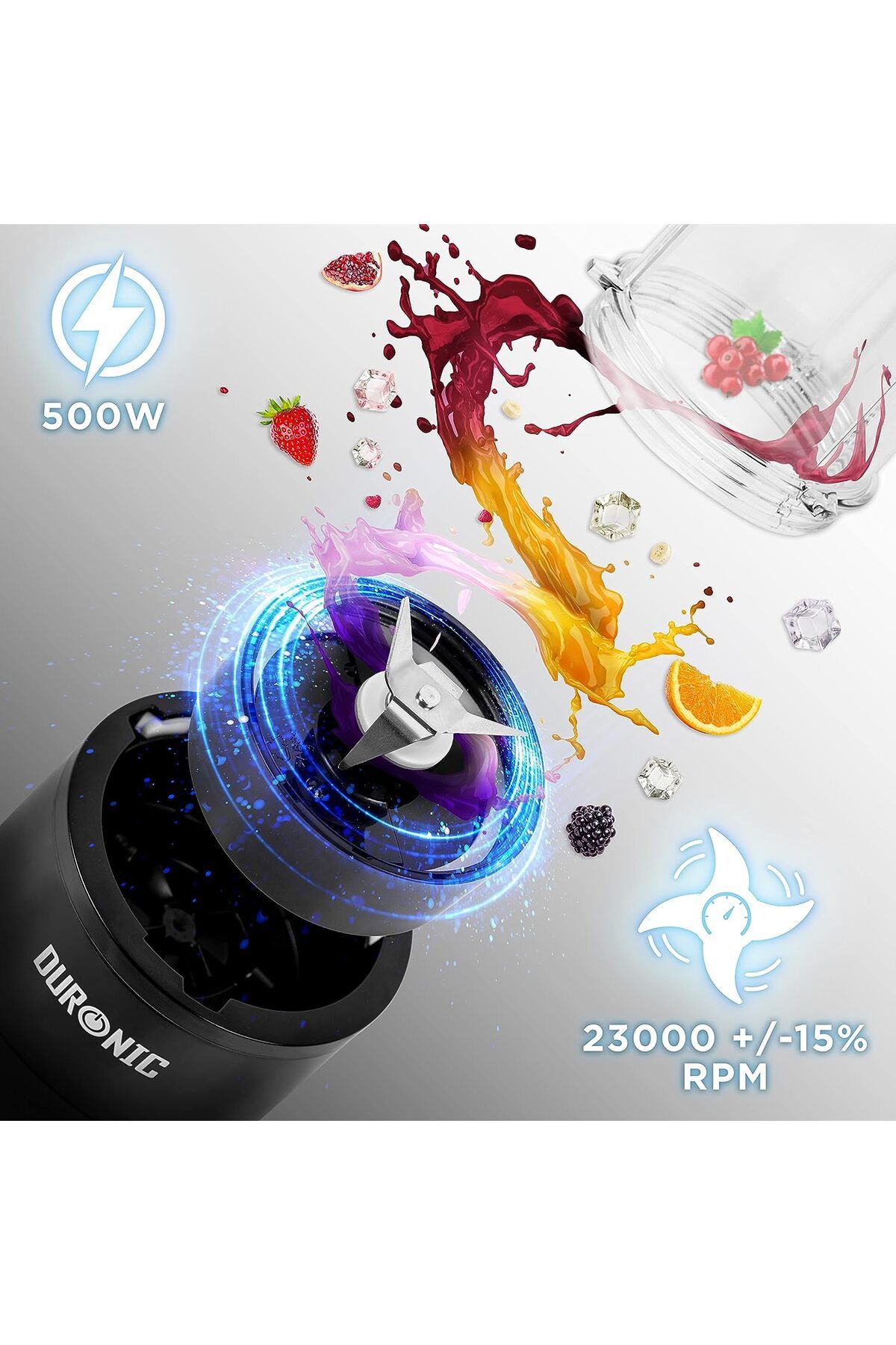 Duronic-Bl510 Mini Blender - Mixer with 570 Ml Beverage Bottle 2